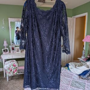 Elegant Navy Lace Dress